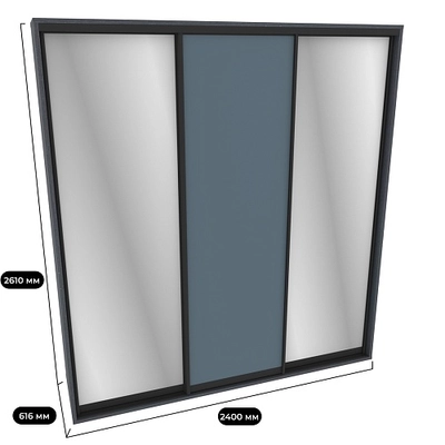 Шкаф-купе ХG240.60-1, профиль INTEGRO, фасад МДФ/зеркало серебро