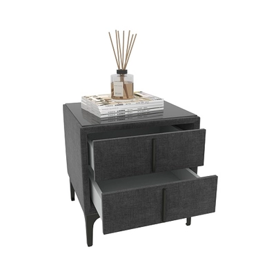 Тумба прикроватная мягкая, стекло прозрачное, ножки черные ГРЕЙС752