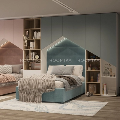 Мягкая кровать-подиум с коробом для хранения, 90x190