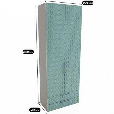 Шкаф 2 дверный с ящиками, фрезерованные фасады в эмали LE211.44