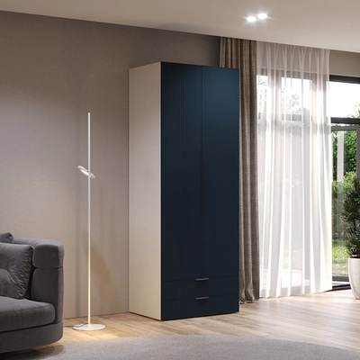 Шкаф 2 дверный с ящиками, фрезерованные фасады в эмали LE211.60