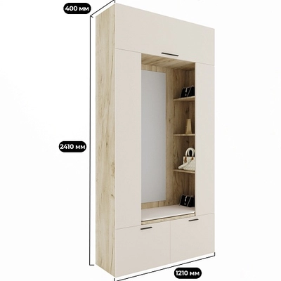 Секция с зеркалом, полками и мягким сиденьем L408