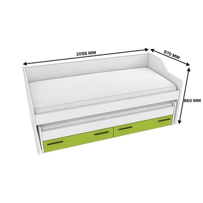 Кровать с выдвижным спальным местом L910, 90x200