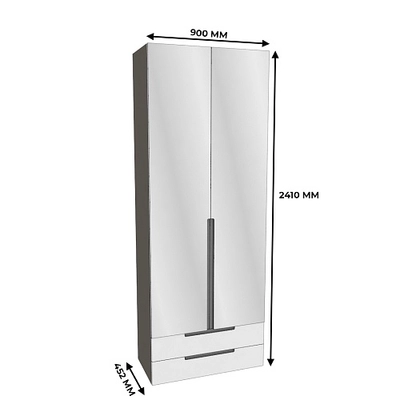 Шкаф 2 дверный с ящиками с зеркалом, фасады в эмали LE211.44Z