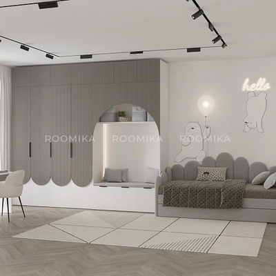 Антресоль на шкафы, фрезерованные фасады в эмали LE461.61