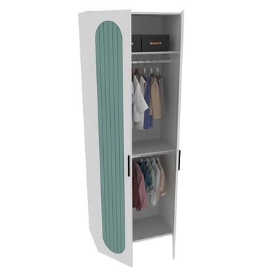 Шкаф двухдверный узкий, фрезерованные фасады в эмали LE210.44-1