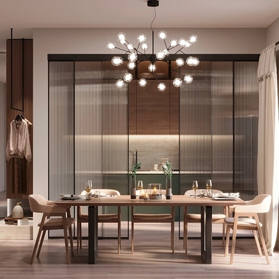 Раздвижная перегородка для кухни, стекло Мору GRACE 3