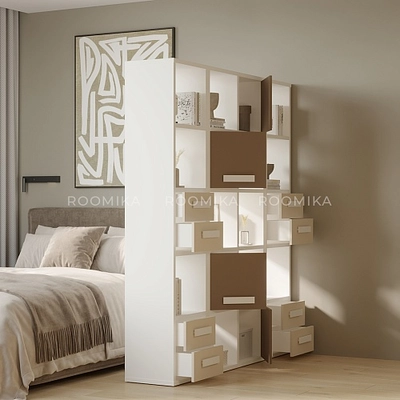 Стеллаж сквозной книжный на 15 ниш с ящиками E805,E810