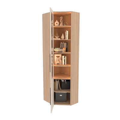 Шкаф угловой книжный со стеклом разносторонний с подсветкой L247.44 L/R