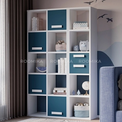 Стеллаж сквозной книжный на 10 ниш с ящиками E810