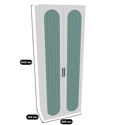 Шкаф двухдверный узкий, фрезерованные фасады в эмали LE210.44-1