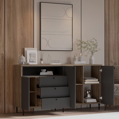 Комод, фрезерованные фасады в эмали LE729