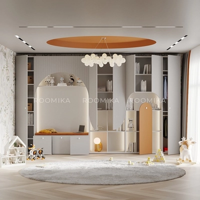 Шкаф с нишей, ящиками и сидушкой с подсветкой,фрезерованные фасады в эмали LЕ433.44