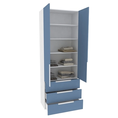 Шкаф книжный/для одежды с тремя ящиками, фасады в эмали LE213