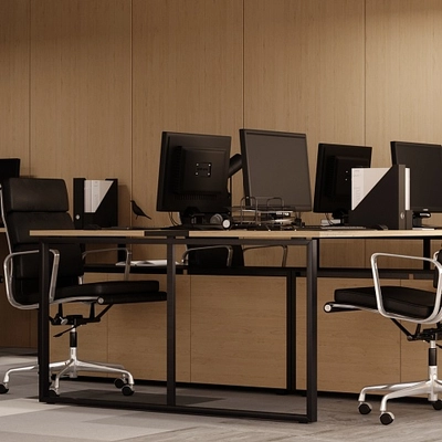 Офис со столами на металлических опорах №2