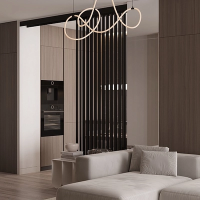 Раздвижная стеклянная перегородка для кухни GRACE 22