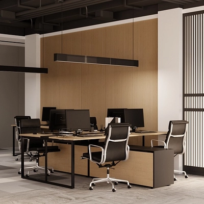 Офис со столами на металлических опорах №2