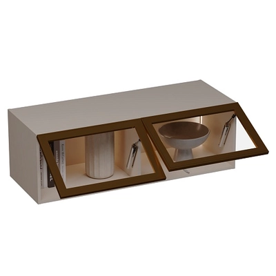 Антресоль с двумя откидными стеклянными дверями R312.45ST с подсветкой