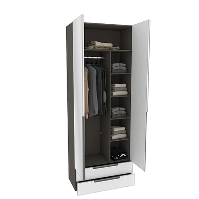 Шкаф 2 дверный с ящиками с зеркалом, фасады в эмали LE211.44Z