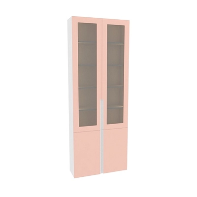 Шкаф книжный со стеклом, фасады в эмали LE240 с подсветкой