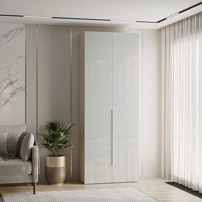 Шкаф книжный, фрезерованные фасады в эмали LE214