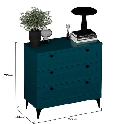 Комод с ящиками узкий  с эмалевой столешницей и боковинами A703.40ESB