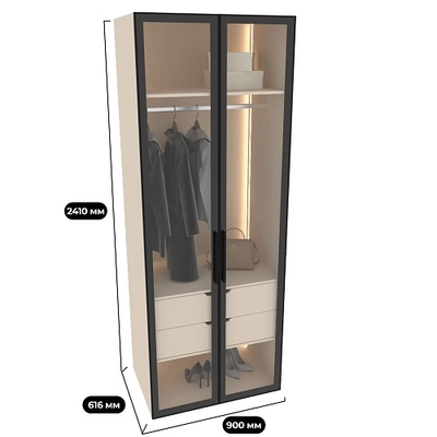 Шкаф для спальни с двумя ящиками и штангой с подсветкой R210.60-2