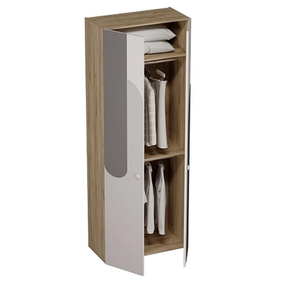 Шкаф двухдверный узкий, фрезерованные фасады в эмали LE210.44-1