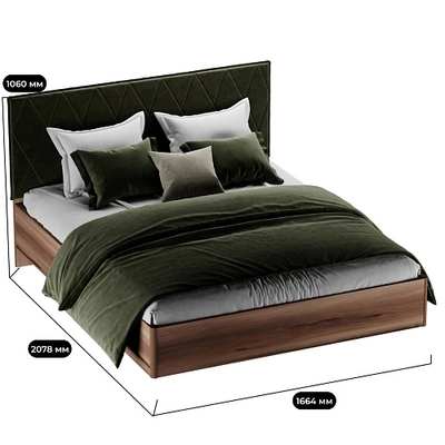 Кровать двуспальная Lazio с парящим эффектом и мягким чехлом в полоску, 160x200