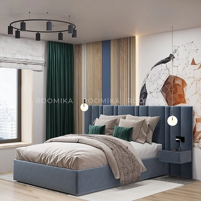 Кровать двуспальная мягкая ХИЛТОН с подъемным механизмом, 180x200