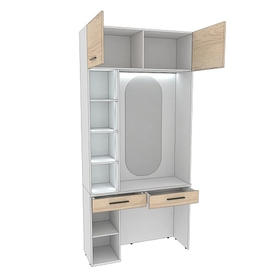 Столик туалетный с антресолью и стеллажом с подсветкой L415