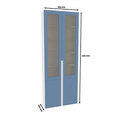 Шкаф книжный со стеклом, фасады в эмали LE240 с подсветкой