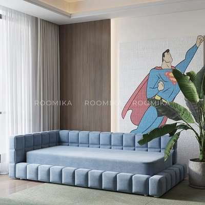 Кровать односпальная мягкая с ортопедической решеткой КВАДРО-М