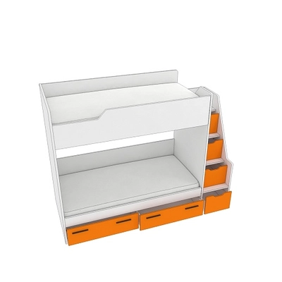 Кровать двухъярусная с лестницей комодом L904, 90x190 L/R