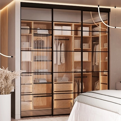 Стеклянная межкомнатная перегородка для гардеробной GRACE 20