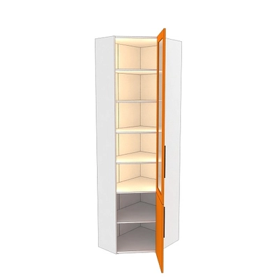 Шкаф угловой книжный со стеклом разносторонний с подсветкой L247.44 L/R