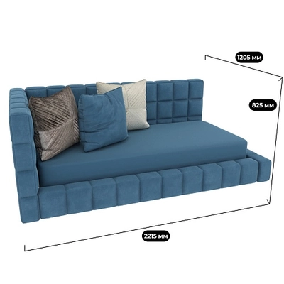 Кровать односпальная мягкая с ортопедической решеткой КВАДРО