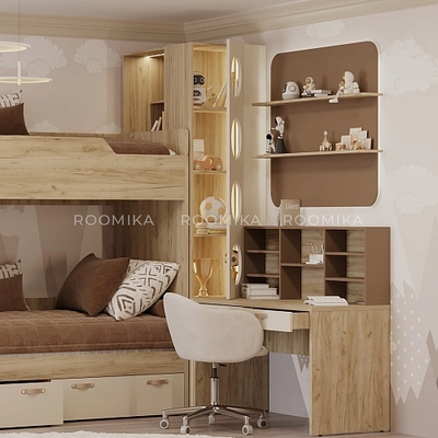 Шкаф с фальшь панелью для 2х ярусных кроватей с подсветкой LG266 L/R