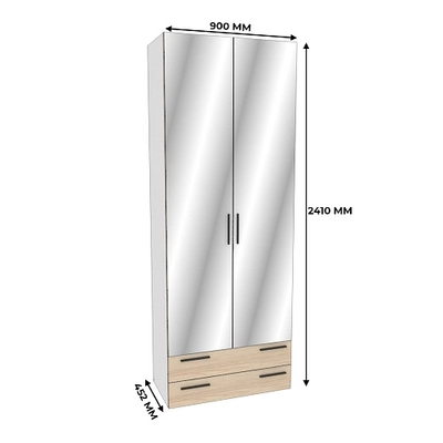 Шкаф двустворчатый с ящиками и с зеркалом L-211.44Z