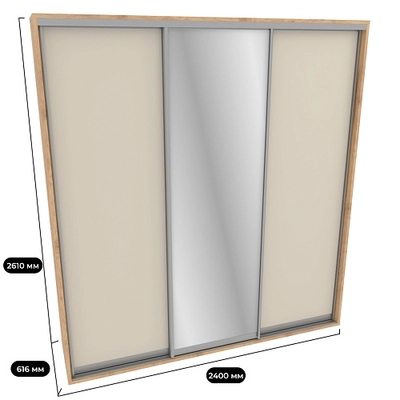 Шкаф-купе ХG240.60-3, профиль INTEGRO, фасад МДФ/зеркало серебро