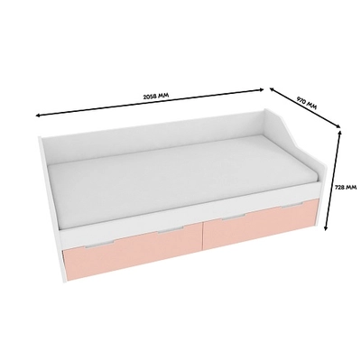 Кровать односпальная, фасады в эмали LE902.200, 90x200