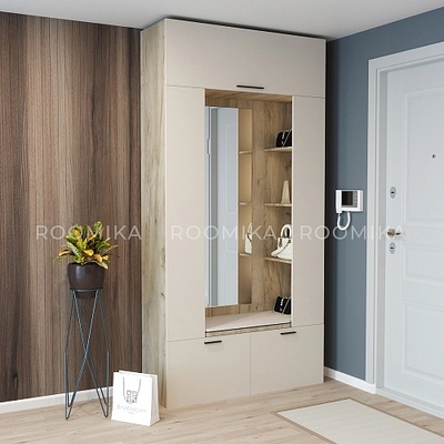 Секция с зеркалом, полками и мягким сиденьем L408