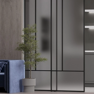 Раздвижная перегородка-купе из матового стекла для кухни GRACE 24