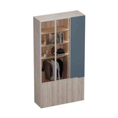 Шкаф трехдверный со стеклом в профиле с подсветкой, фасады в эмали LEF212.4-120 L/R