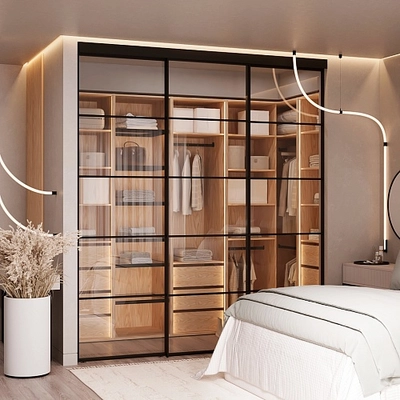 Стеклянная межкомнатная перегородка для гардеробной GRACE 20