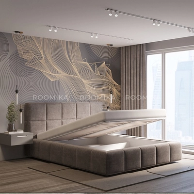 Кровать двуспальная мягкая КВАДРО-СОФТ с подъемным механизмом, 140x200