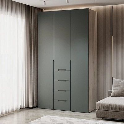 Шкаф трехдверный с ящиками глубокий, фасады в эмали LE203.60