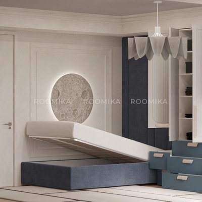 Мягкая кровать-подиум с коробом для хранения, 120x200