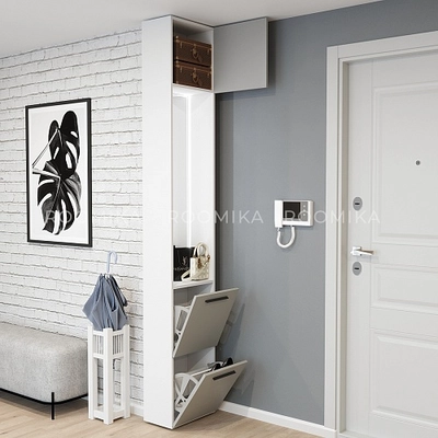 Шкаф завершающий с обувницей и зеркалом L250