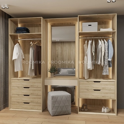 Шкаф для спальни с двумя ящиками и штангой с подсветкой R210.60-2
